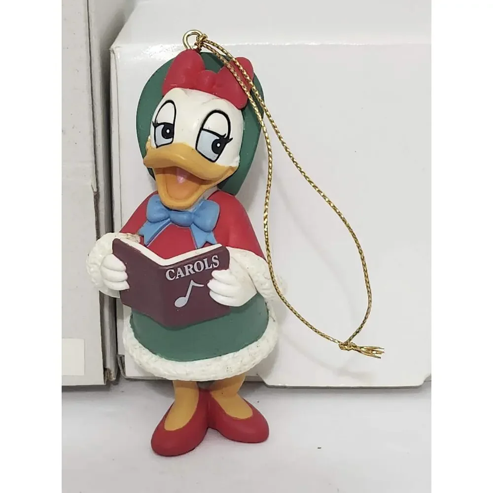 Vintage Disney Donald & Daisy Duck Christmas Ornament Pair Boxed Tree Set